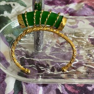 Green and gold vintage bangle